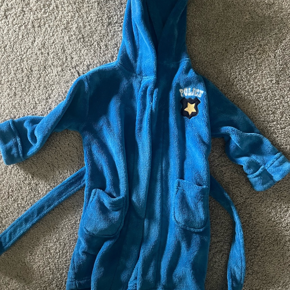 Blue Police Hooded Robe for Toddlers